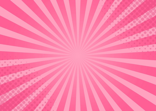 Estilo de dibujos animados de fondo rosa cómico abstracto luz de sol Vector Premium