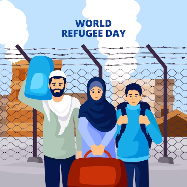 Estilo Ilustrado Del Día Mundial De Los Refugiados Vector Gratis 8397