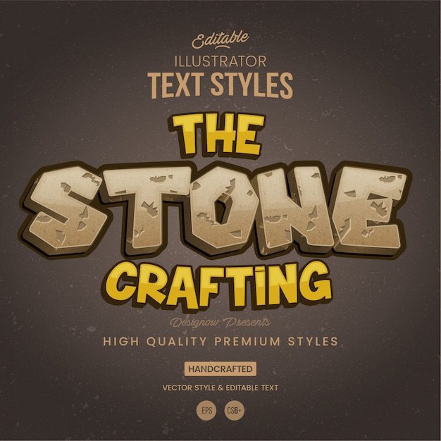 Estilo de texto de piedra y roca Vector Premium