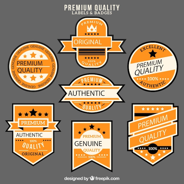 Etiquetas De Calidad Planas Y Distintivos Establecidos | Vector Premium