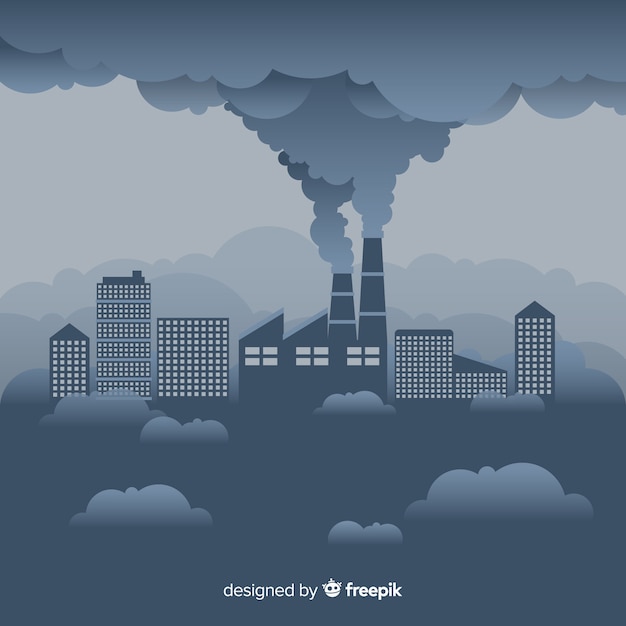 Fábrica que saca humo diseño plano vector gratuito