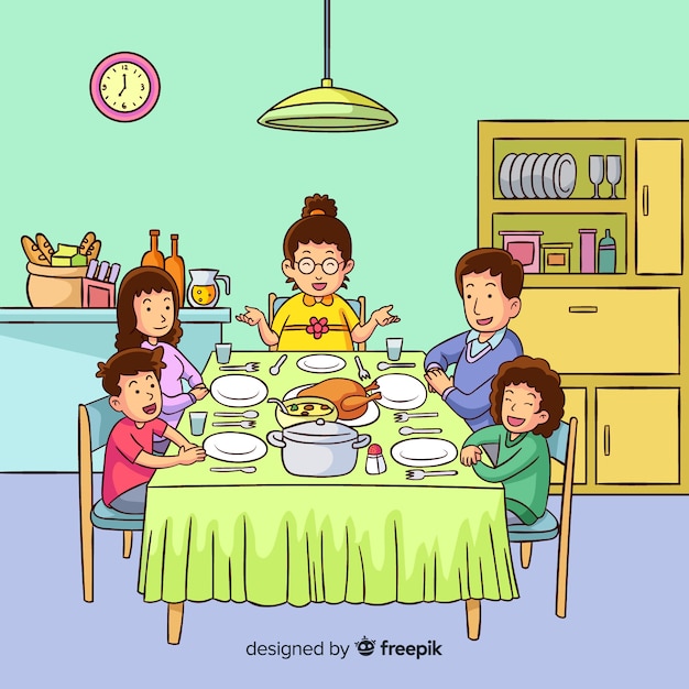 Familia Comiendo Clip Art