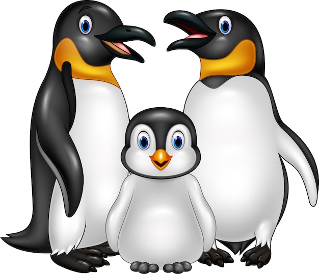 Familia Feliz De Pingüinos De Dibujos Animados Vector Premium 9030