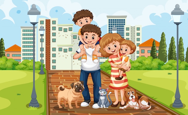 Una familia en el parque Vector Premium