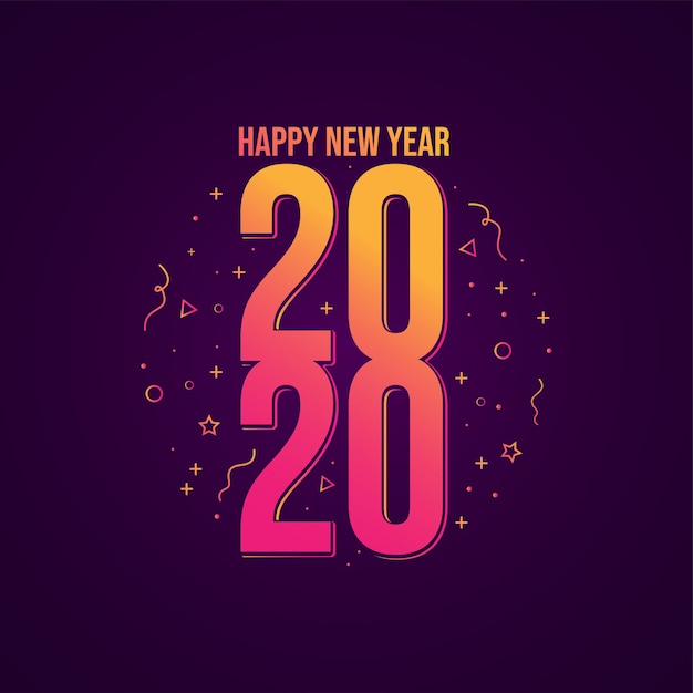 Feliz Año Nuevo 2020 Elegante Tarjeta De Felicitación Vector Premium 8446