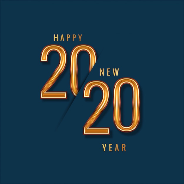 Feliz año nuevo 2020 vector de texto de oro vector gratuito