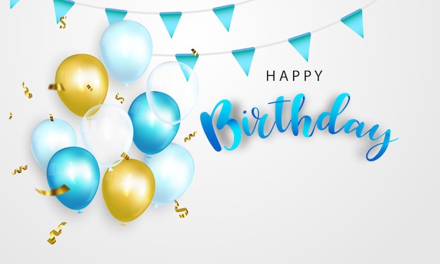 Feliz Cumpleaños Banner Colorido Fondo De Celebración | Vector Premium