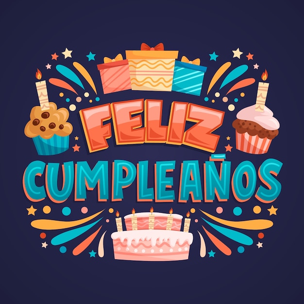 Feliz cumpleaños, letras | Vector Gratis