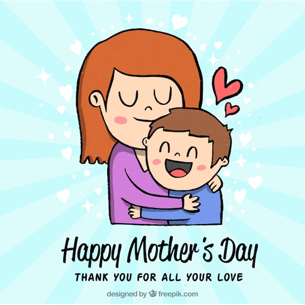 Feliz día de la madre fondo dibujado a mano Vector Gratis