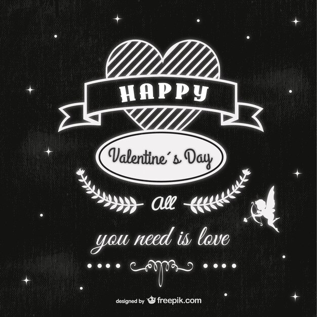 Feliz Dia De San Valentin En Blanco Y Negro Vector Gratis