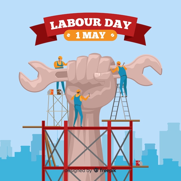 Feliz día del trabajo vector gratuito