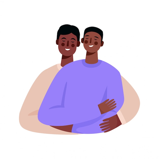 Feliz Familia Homosexual Pareja Gay Dos Hombres Abrazándose Vector Premium 5477