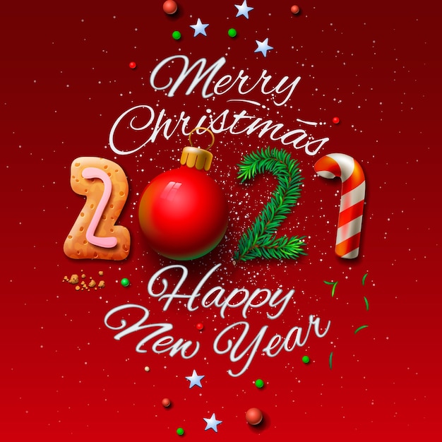 Feliz navidad y próspero año nuevo 2021 tarjeta de felicitación | Vector  Premium