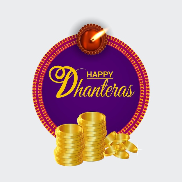 Feliz Tarjeta De Felicitaci N De Celebraci N De Dhanteras Con Moneda De