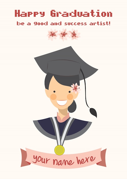 Feliz tarjeta de plantilla de felicitación de graduación | Vector Premium