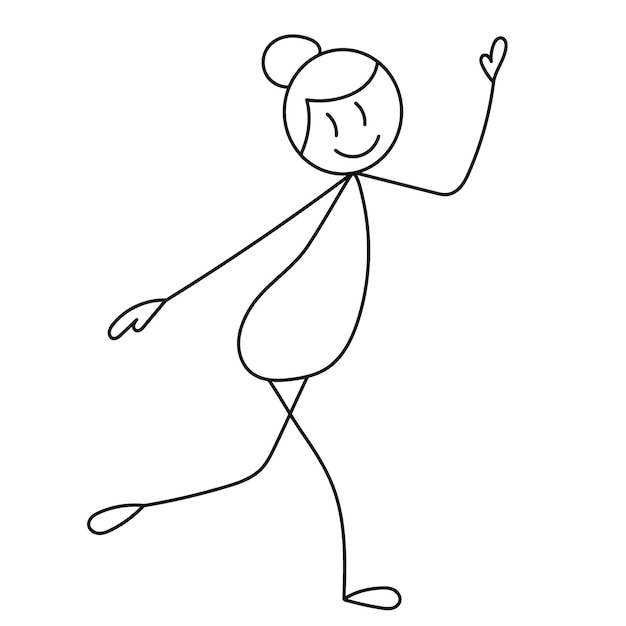 Figura De Palo Mujer Corriendo Dibujo De Doodle Aislado Vector Premium