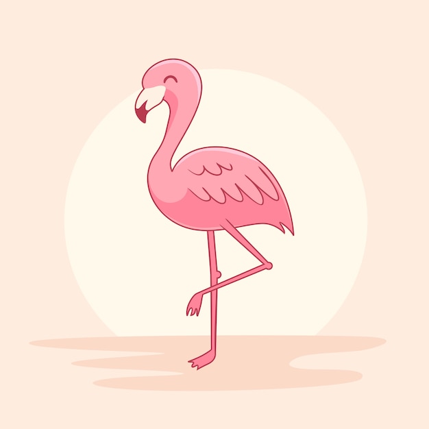Flamingo dibujos animados animales tropicales flamencos rosados aves kawaii  | Vector Premium