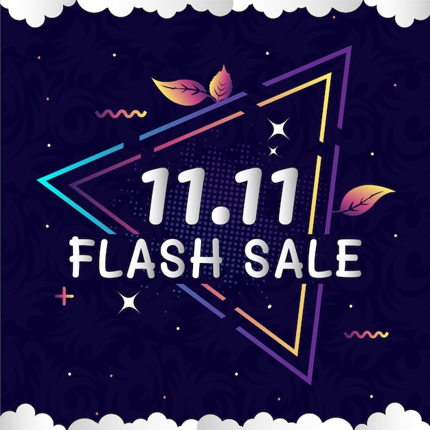Flash venta banner conjunto de elementos premium vector Vector Premium
