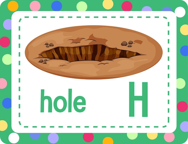 Flashcard Del Alfabeto Con La Letra H Para Hole | Vector Gratis