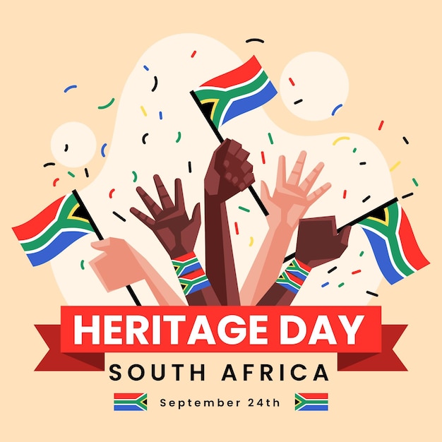 flat-heritage-day-sud-frica-vector-gratis