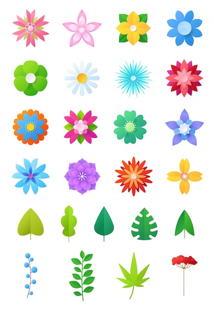 Flores De Papel De Vectores De Decoracion Floral O Decoracion De Tarjetas De Felicitacion Con Flores