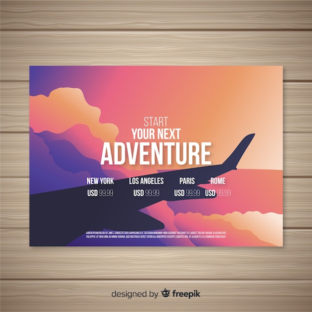 Flyer Viaje Ala De Avión Vector Gratis