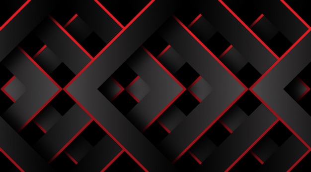 Fondo 3d Geometrico Rojo Y Negro Vector Premium
