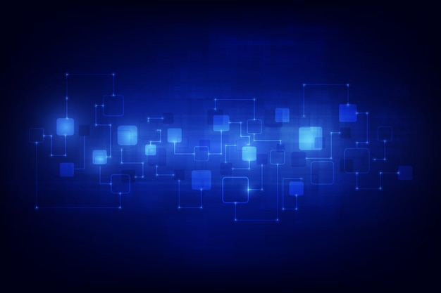 Fondo abstracto del concepto de blockchain de redes de circuito Vector Premium