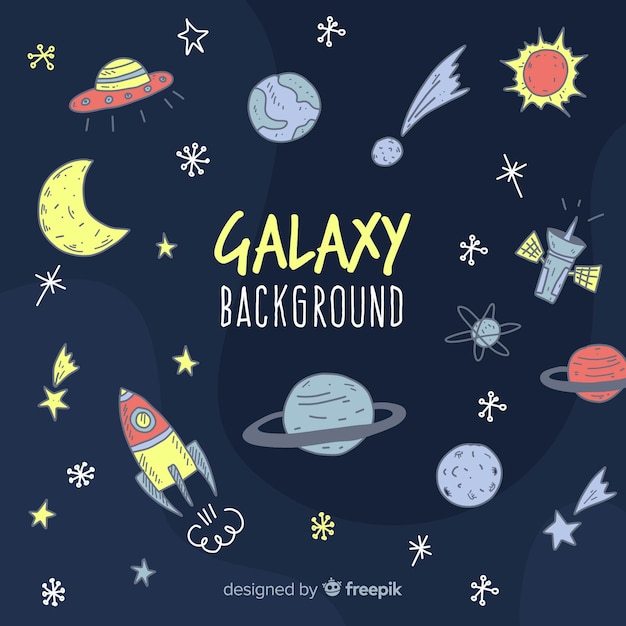 Fondo Adorable De Galaxia Dibujado A Mano Vector Gratis