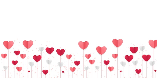 Fondo De Amor Con Forma De Corazón Banner Horizontal Con Corazones Voladores Artesanía De 5663