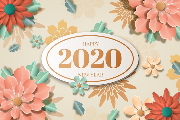 Fondo De Año Nuevo 2020 En Estilo De Papel Vector Gratis 8923