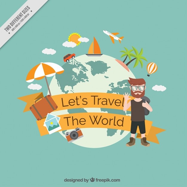 Fondo De Bamos A Viajar Alrededor Del Mundo | Vector Gratis