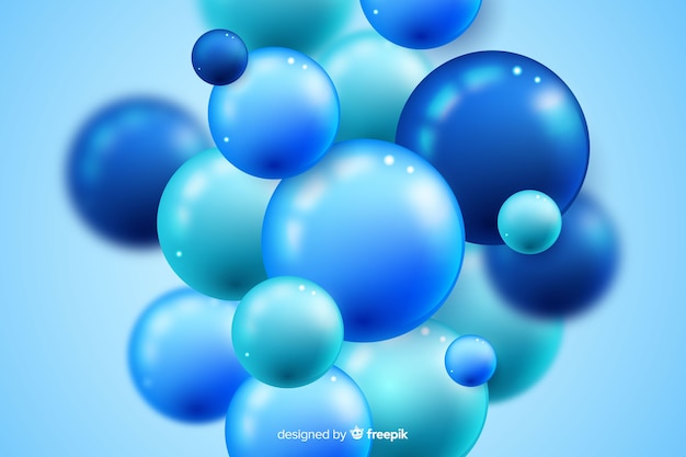 Fondo De Bolas Brillante Que Fluye Realista Azul Vector Gratis