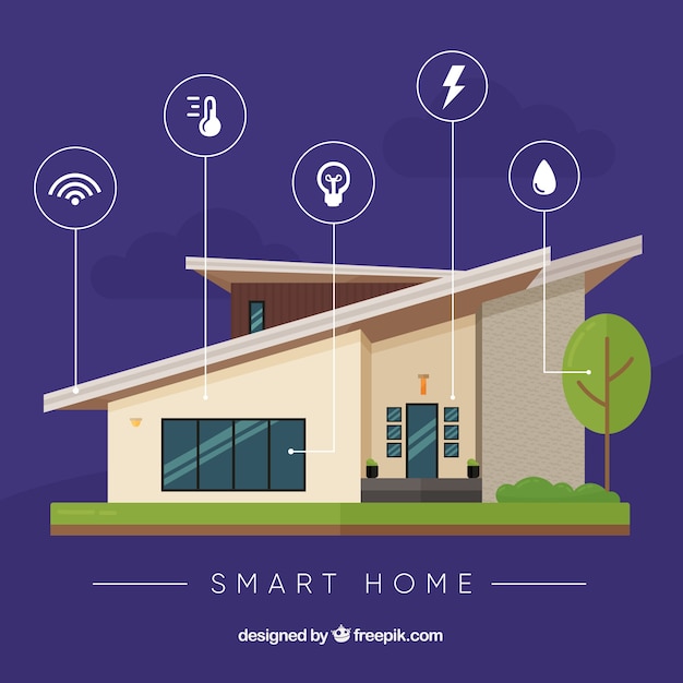 Fondo De Casa Inteligente En Estilo Plano Vector Gratis