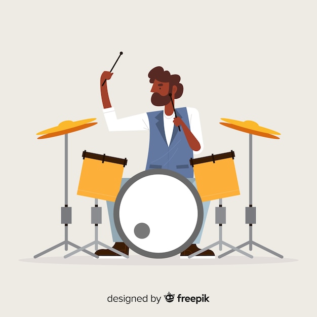 Fondo Chico Tocando La Bateria Vector Gratis