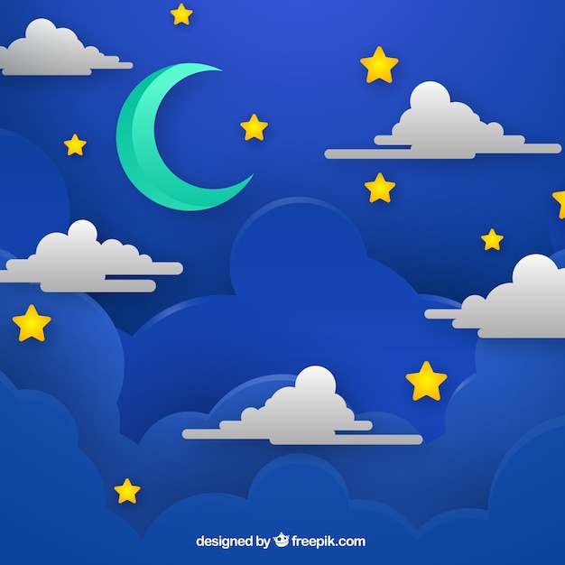 Fondo de cielo de noche con nubes en textura de papel | Vector Gratis