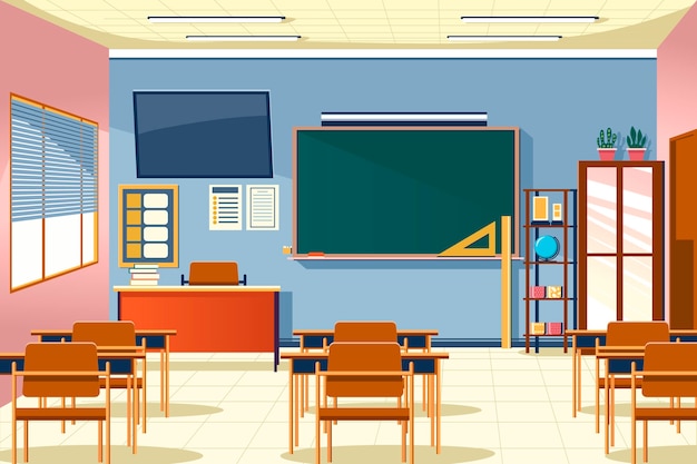 Fondo de clase de escuela vacía para videoconferencia | Vector Premium