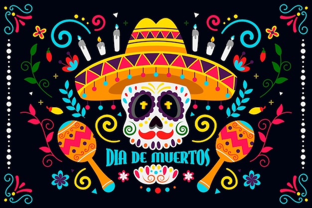 Fondo Colorido Del Día De Los Muertos Del Diseño | Vector Gratis