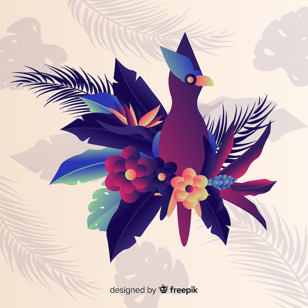 Fondo colorido de flores exóticas vector gratuito