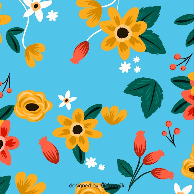 Fondo Colorido De Flores Pintadas A Mano Vector Gratis 4075