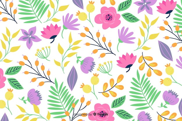 Fondo Coloridos De Flores Dibujado A Mano Vector Gratis 8684