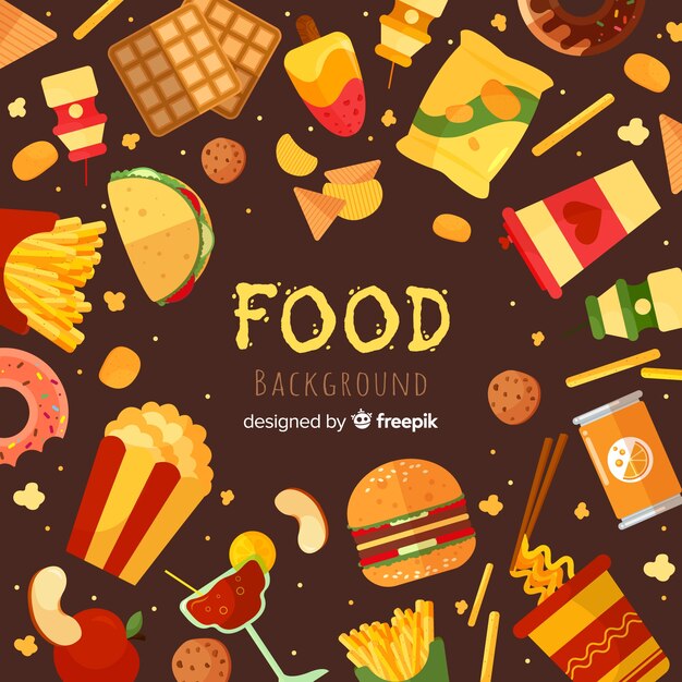 Fondo de comida en diseño plano | Vector Gratis