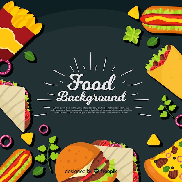 Fondo de comida en diseño plano | Vector Gratis