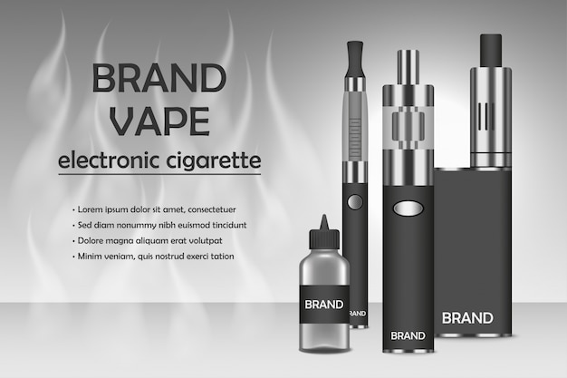 Fondo de concepto de cigarrillo electrónico de vapor Vector Premium