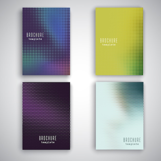 Fondo conjunto con diseño de puntos de semitono vector gratuito