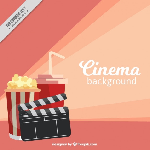 Fondo de cine plano con claqueta y palomitas  Descargar 