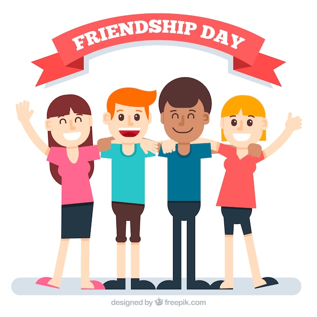 Fondo del día de la amistad con amigos felices | Vector Gratis