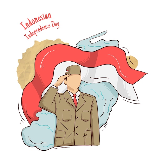 Fondo Del D A De La Independencia De Indonesia Dibujado A Mano Vector