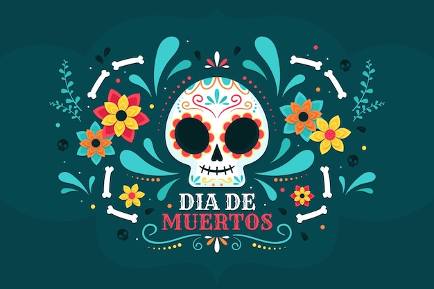 Fondo De Dia De Muertos En Diseño Plano | Vector Gratis