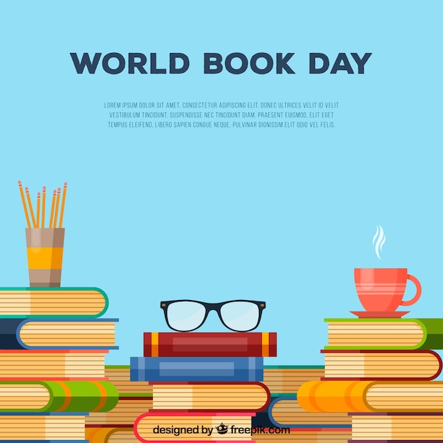 Fondo de día mundial del libro en estilo plano Vector Gratis